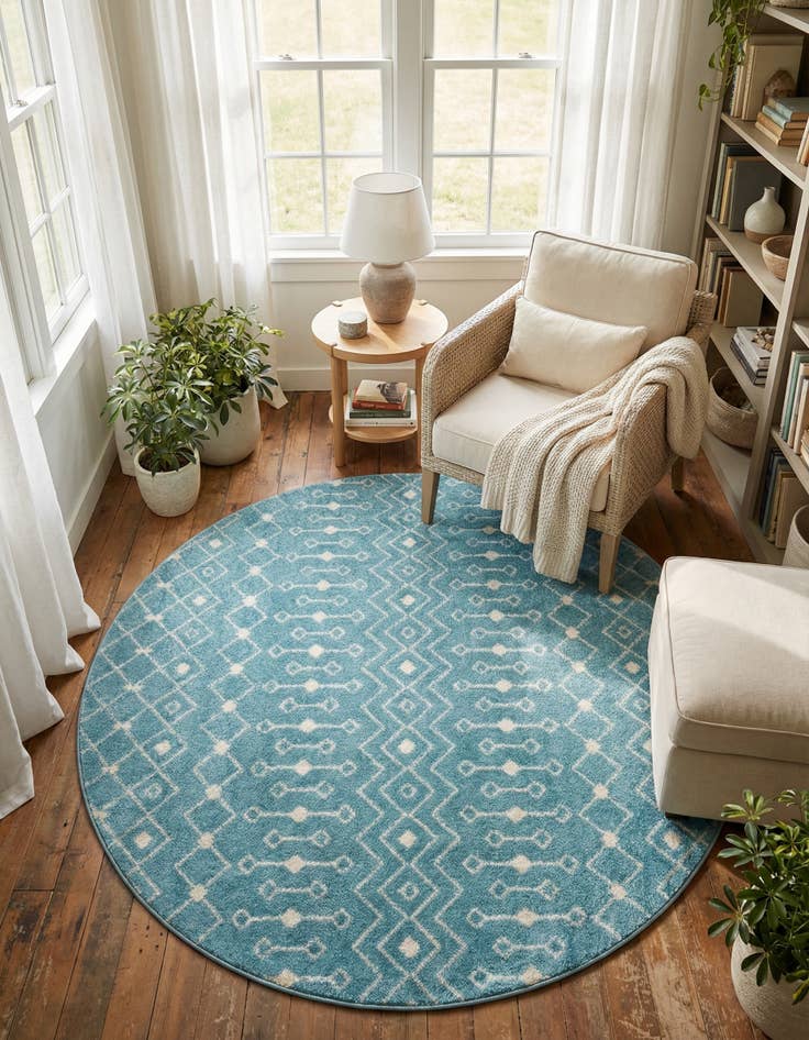 Detail image of  7' 10 x 7' 10 Moroccan Trellis Round Rug