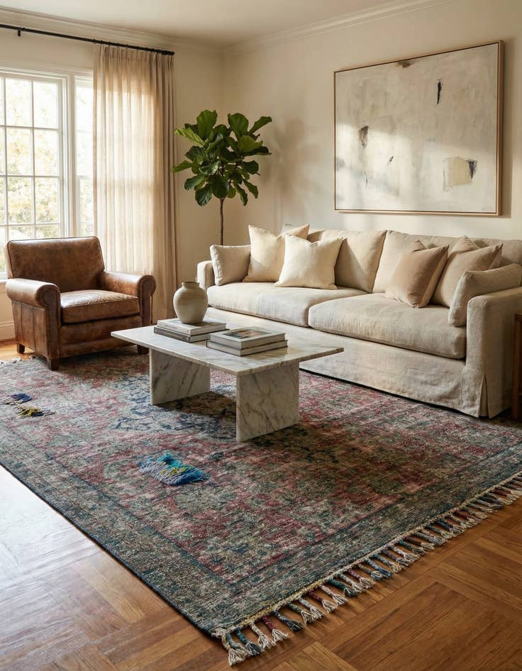 Detail image of 6' 4 x 9' 10  Hand Knotted Ultra Vintage Persian Wool Rug