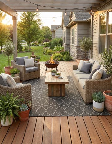 Charcoal Easy-Clean Lattice Indoor / Outdoor Rug