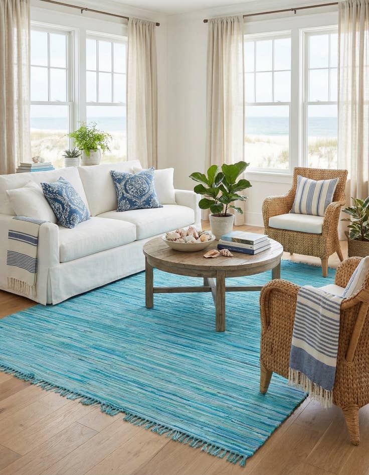 Detail image of 9' x 12'  Hand Woven Chindi Cotton Rug