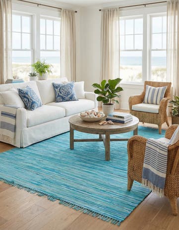 9' x 12' Hand Woven Chindi Cotton Rug