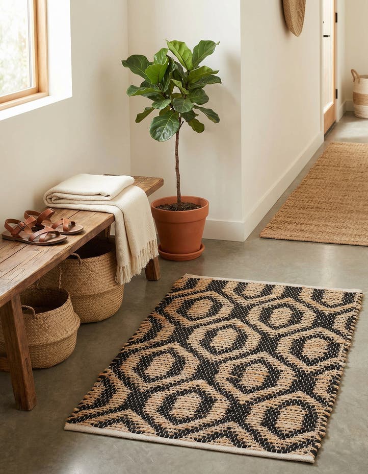 2' x 3' 1 Hand Woven Chindi Jute Rug