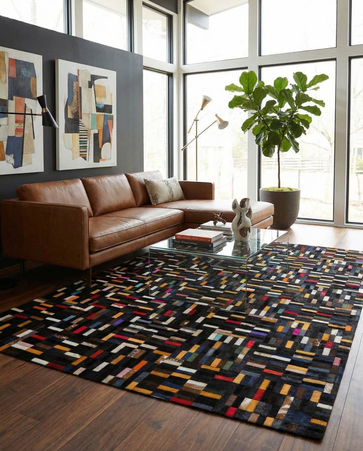 Detail image of 5' 2 x 7' 11 Cowhide - Patchwork Rug
