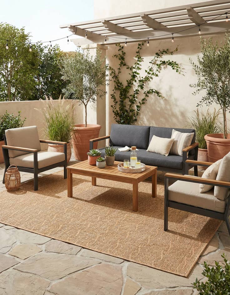 Detail image of  7' x 10'  Washable Modern Indoor / Outdoor Rug