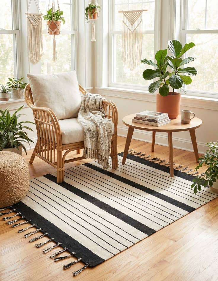 Detail image of  4' 1 x 6' 1  Hand Woven Chindi Cotton Rug