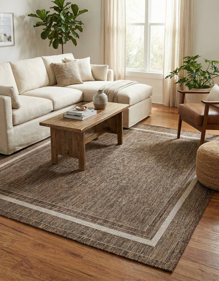 Detail image of  7' 10 x 7' 10  Washable Border Indoor / Outdoor Square Rug