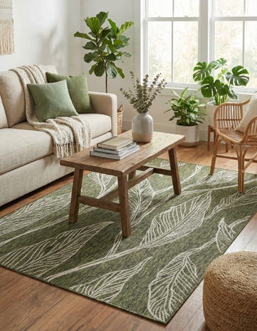 5' 3 x 8' Easy-Clean Botanical Indoor / Outdoor Rug
