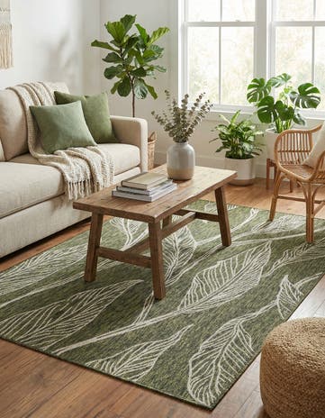 5' 3 x 8' Easy-Clean Botanical Indoor / Outdoor Rug