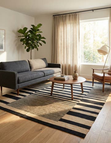 6' x 7' 7 Hand Woven Kilim Modern Wool Rug