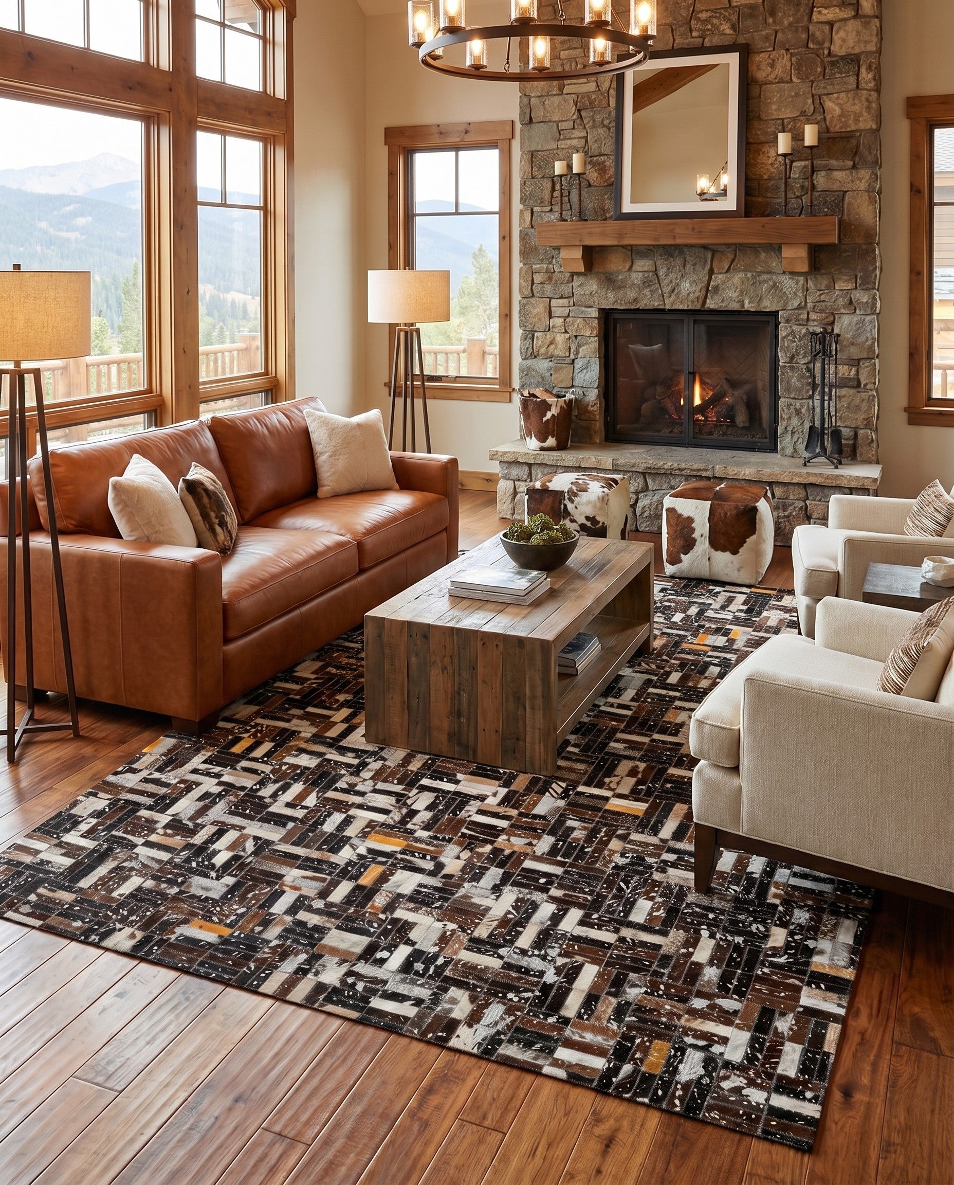 4' 11 x 7' 10 Cowhide - Patchwork Rug