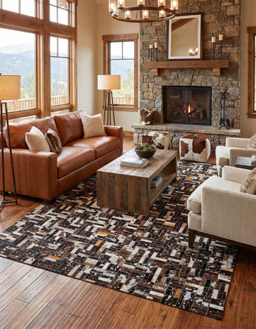 4' 11 x 7' 10 Cowhide - Patchwork Rug