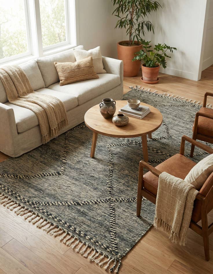 Detail image of 4' 11 x 8' 4  Hand Knotted Moroccan Wool Rug