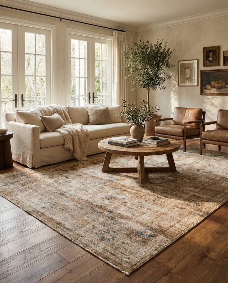 Detail image of 6' 8 x 10' Hand Knotted Ultra Vintage Persian Wool Rug