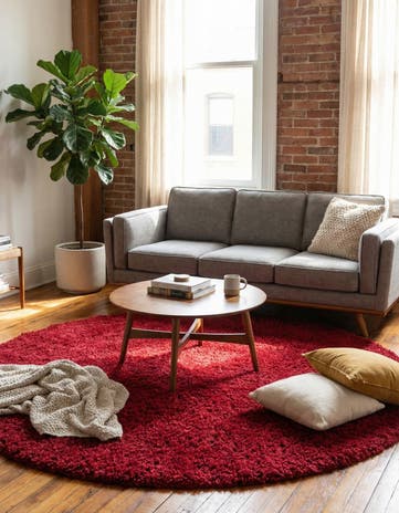 7' x 7' Solid Shag Round Rug