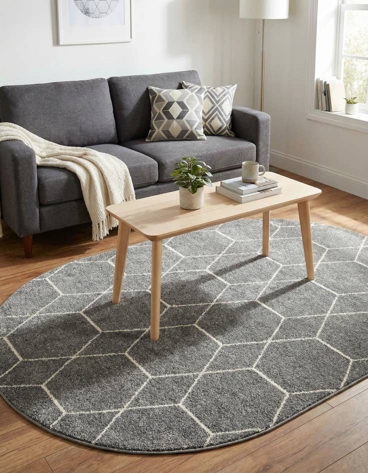 Detail image of  4' x 6' Lattice Frieze Oval Rug