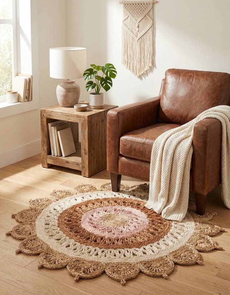 Detail image of 3' 1 x 3' 1  Hand Braided Jute Round Rug