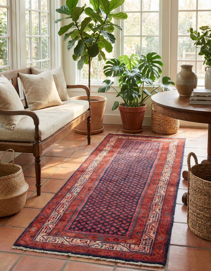 Detail image of 3' 5 x 10'  Hand Knotted Farahan Persian Wool Runner Rug