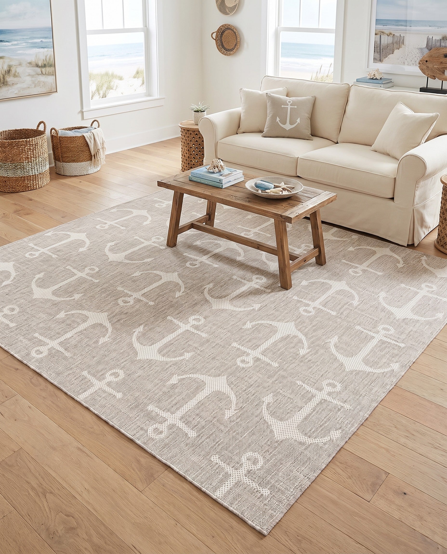 7' 10 x 7' 10 Easy-Clean Coastal Indoor / Outdoor Square Rug