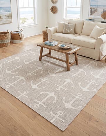 7' 10 x 7' 10 Easy-Clean Coastal Indoor / Outdoor Square Rug