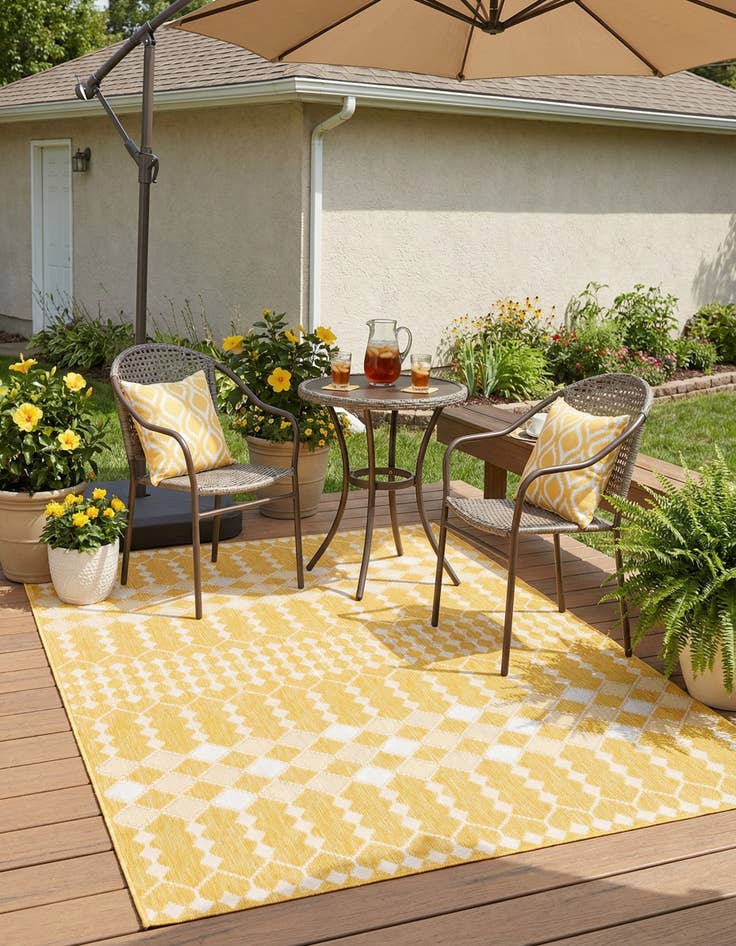 Detail image of  9' x 12'  Washable Lattice Indoor / Outdoor Rug