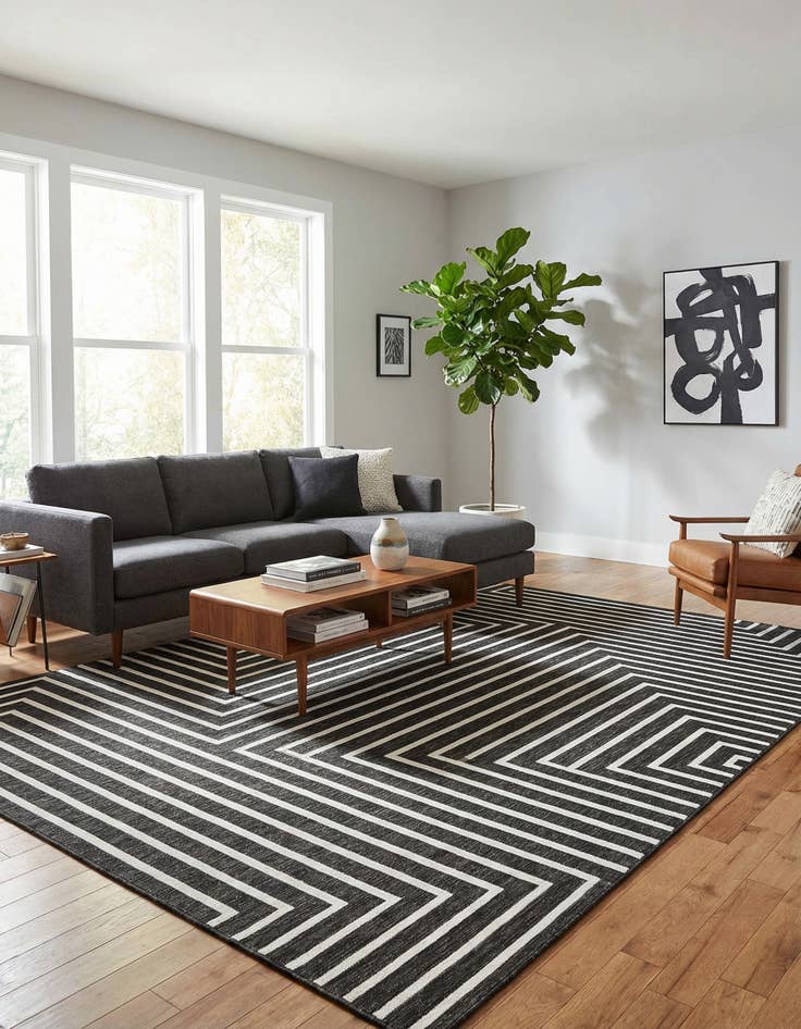 Detail image of  9' x 12'  Washable Modern Indoor / Outdoor Rug