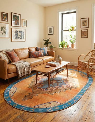 Orange Washable Timeless Oval Rug