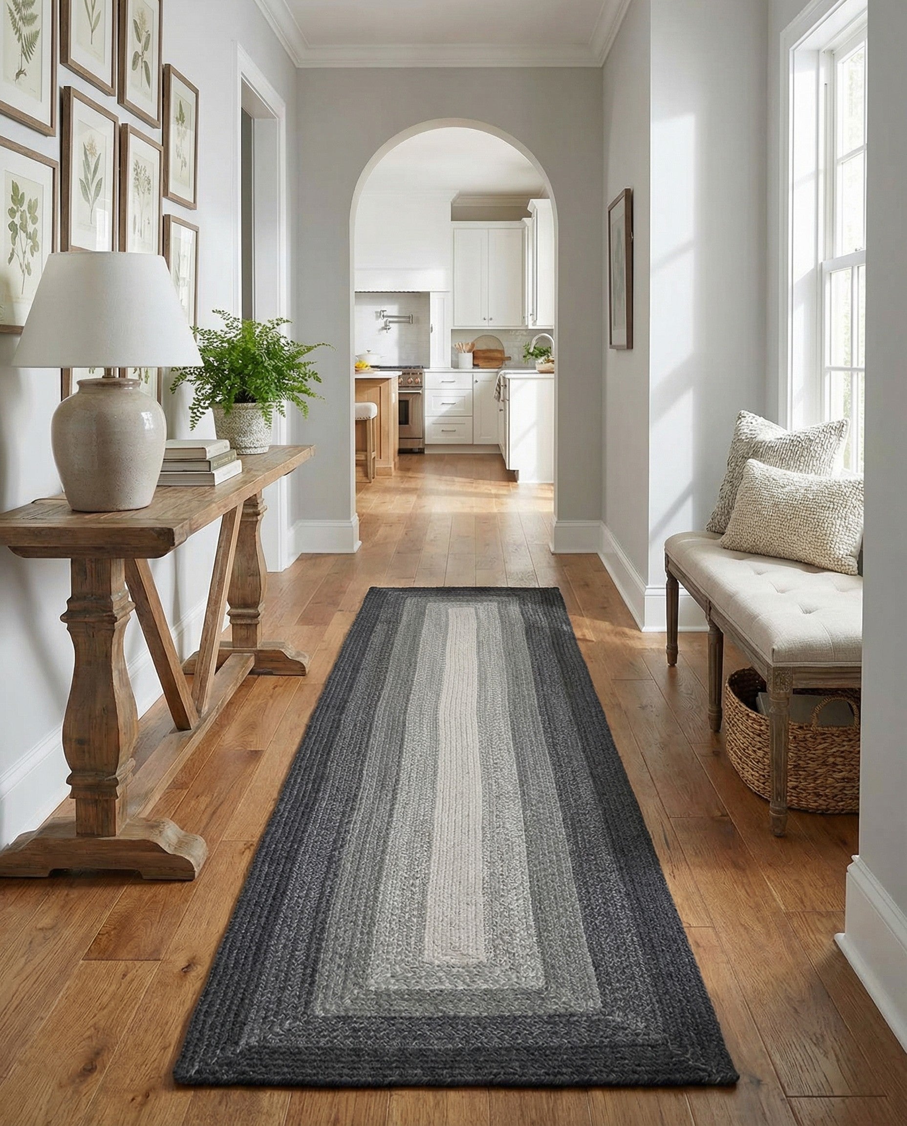  2' 7 x 12'  Hand Hand Braided Wool Runner Rug