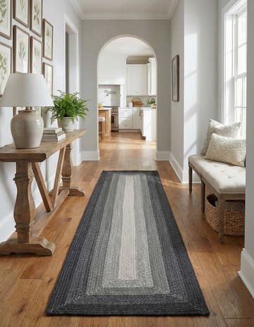 2' 7 x 12' Handmade Hand Braided Wool Runner Rug