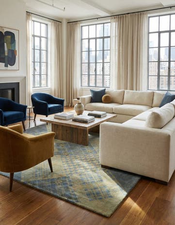 7' 10 x 9' 10 Hand Knotted Modern Manshu Wool Rug