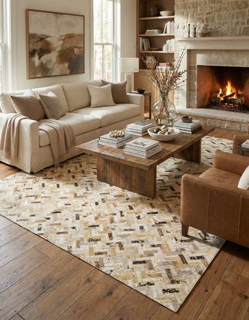 4' 10 x 7' 10 Cowhide Leather Rug