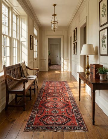3' 10 x 9' 8 Hamedan Wool Runner Rug