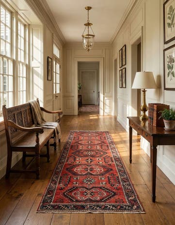 3' 10 x 9' 8 Hamedan Wool Runner Rug