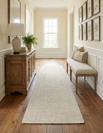 Vanilla Bean Hand Woven Jill Zarin English Manor Farmhouse Wool Runner Rug