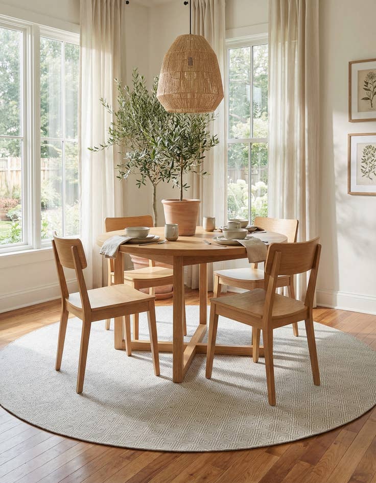 Detail image of 10' x 10' Hand Woven Geo Trellis Flatweave Round Rug