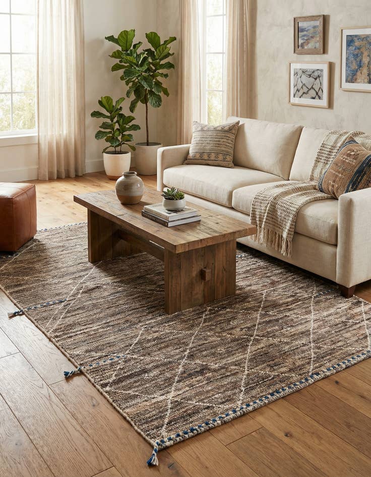 Detail image of 4' 1 x 6' 1  Hand Knotted Moroccan Wool Rug