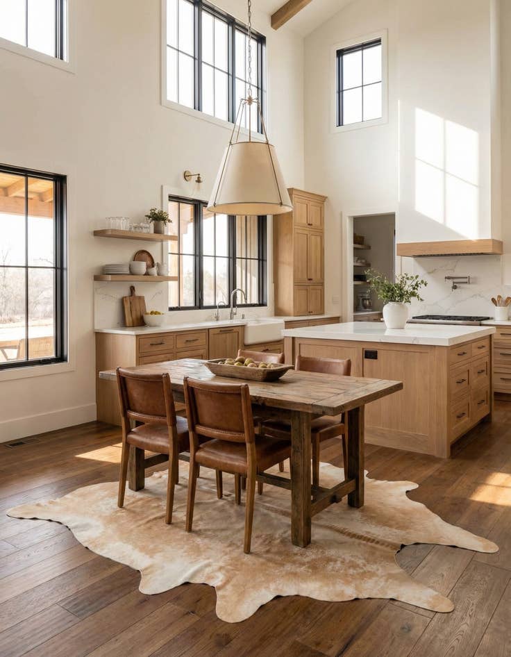 Detail image of 6' 1 x 6' 7 Cowhide Leather Square Rug
