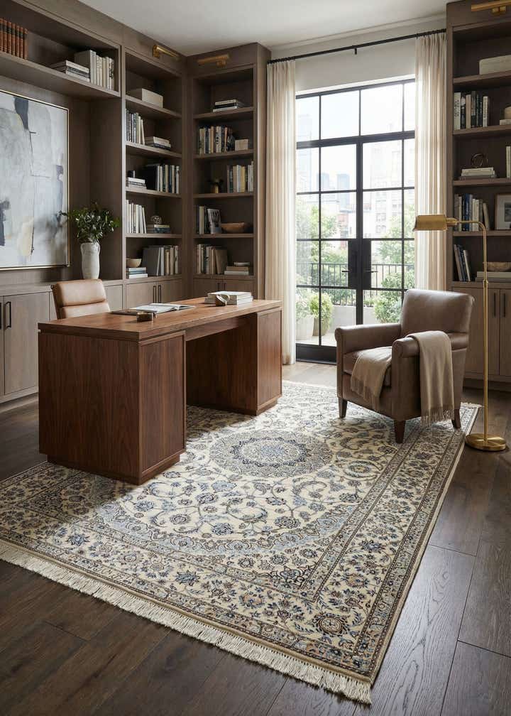 4' 6 x 7' 1 Hand Knotted Nain Rug