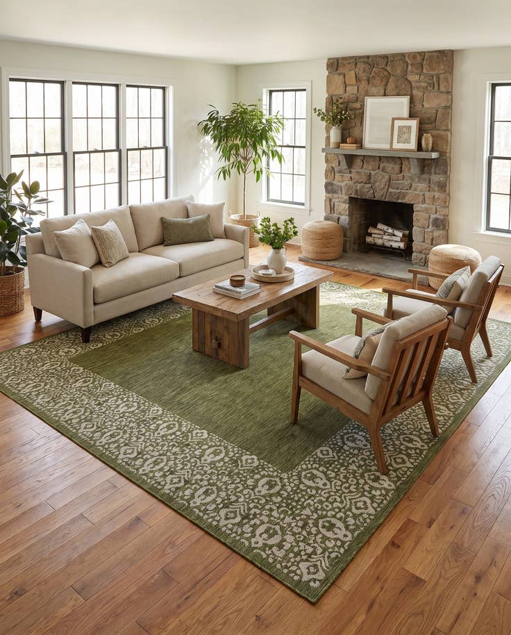 Detail image of 10' 8 x 10' 8 Easy-Clean Border Indoor / Outdoor Square Rug