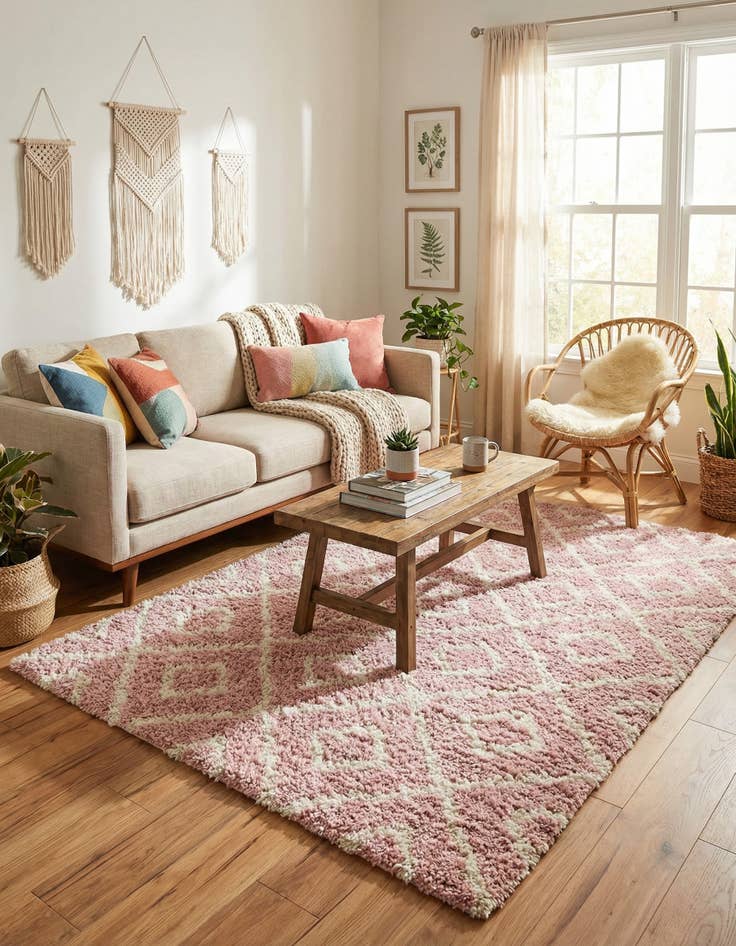 Detail image of  6' x 6' Lattice Shag Square Rug