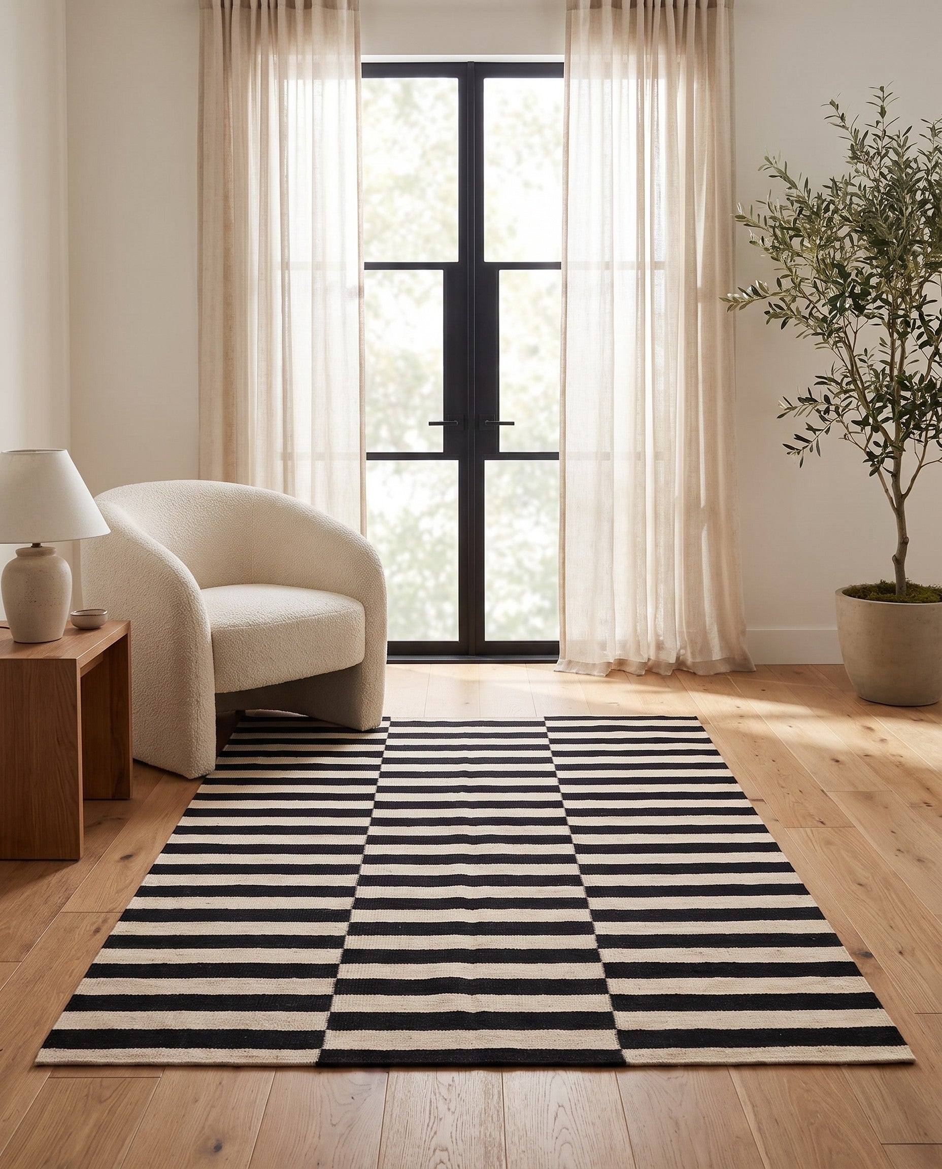 4' 3 x 5' 10 Hand Woven Kilim Modern Wool Rug