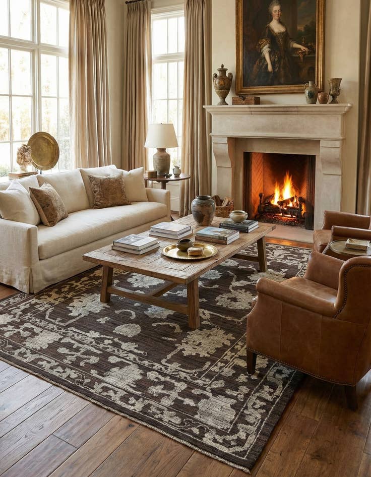 Detail image of 9' 4 x 12' 2 Hand Knotted Oushak Wool Rug