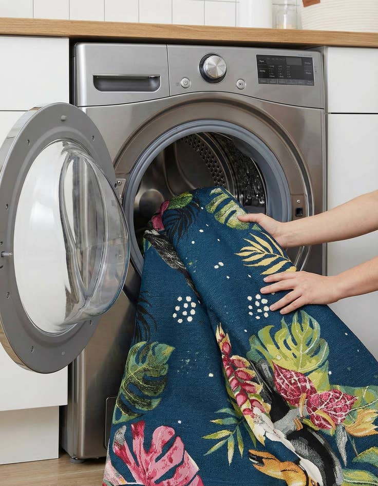 Detail image of 6' x 6'  Washable Botanical Indoor / Outdoor Square Rug