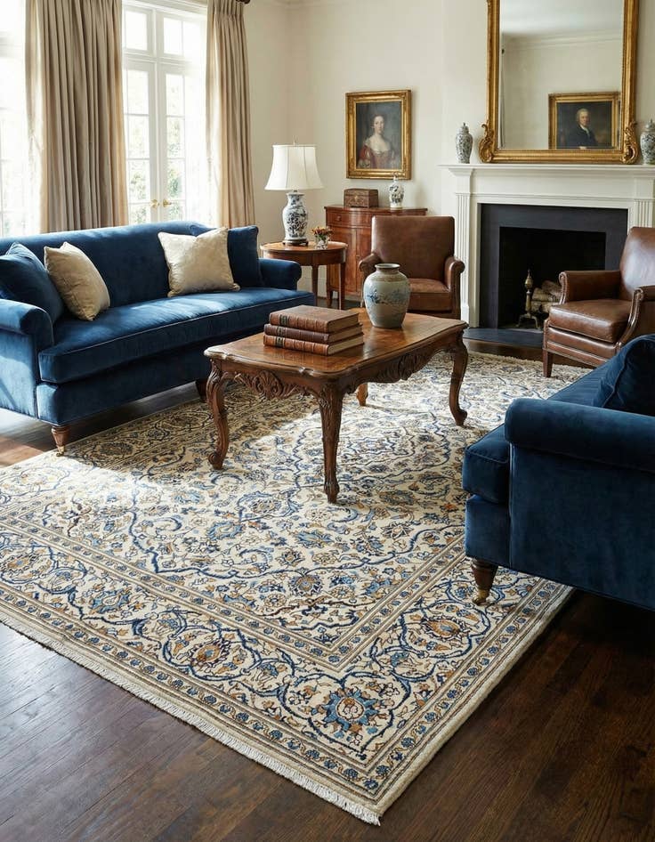 Detail image of 6' 5 x 9' 10 Kashan Wool Rug