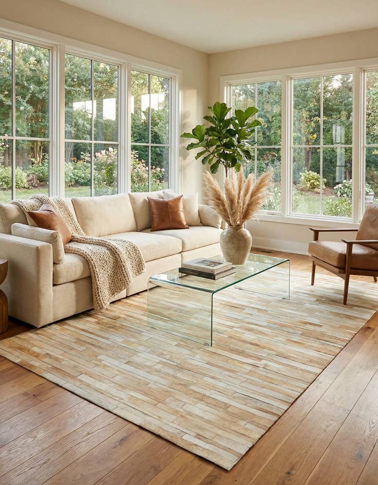 Detail image of 5' 1 x 7' 11 Cowhide Stocks Rug