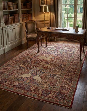 4' 7 x 7' 4 Hand Knotted Isfahan Persian Wool Rug