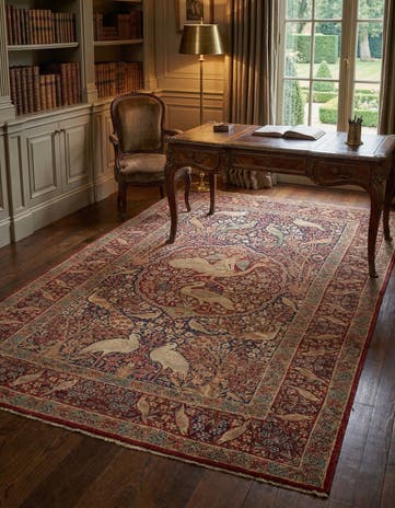 4' 7 x 7' 4 Hand Knotted Isfahan Persian Wool Rug