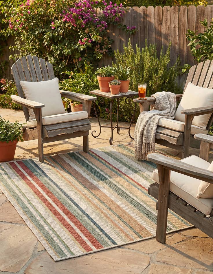 Detail image of 5' 3 x 5' 3  Washable Baja Indoor / Outdoor Square Rug