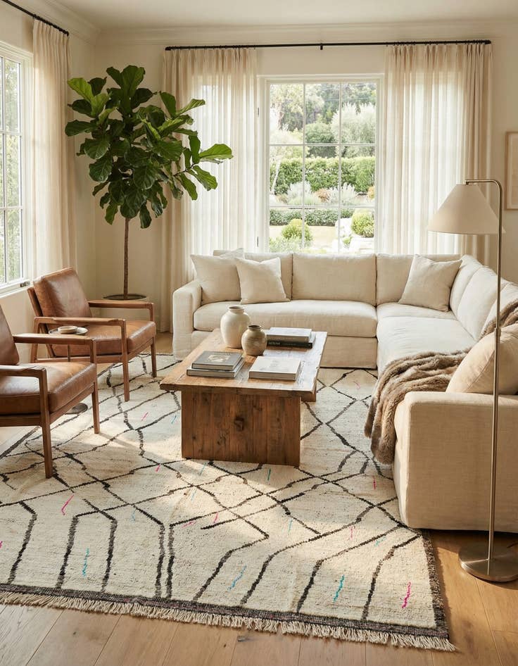 Detail image of 9' 1 x 12' 9  Hand Knotted Moroccan Wool Rug