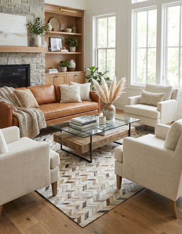 4' 8 x 6' 7 Cowhide Stocks Rug