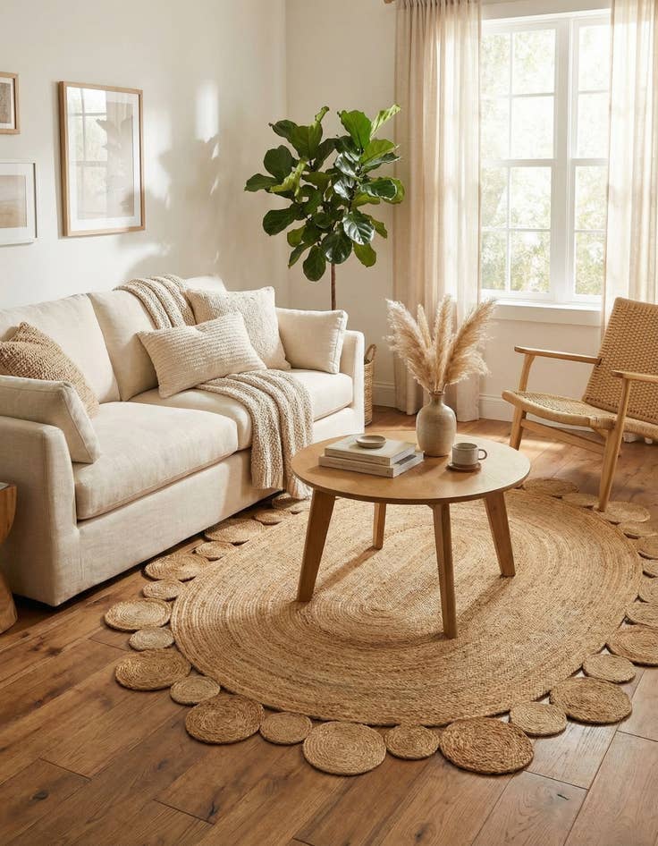 Detail image of 7' 10 x 10'  Hand Braided Jute Oval Rug